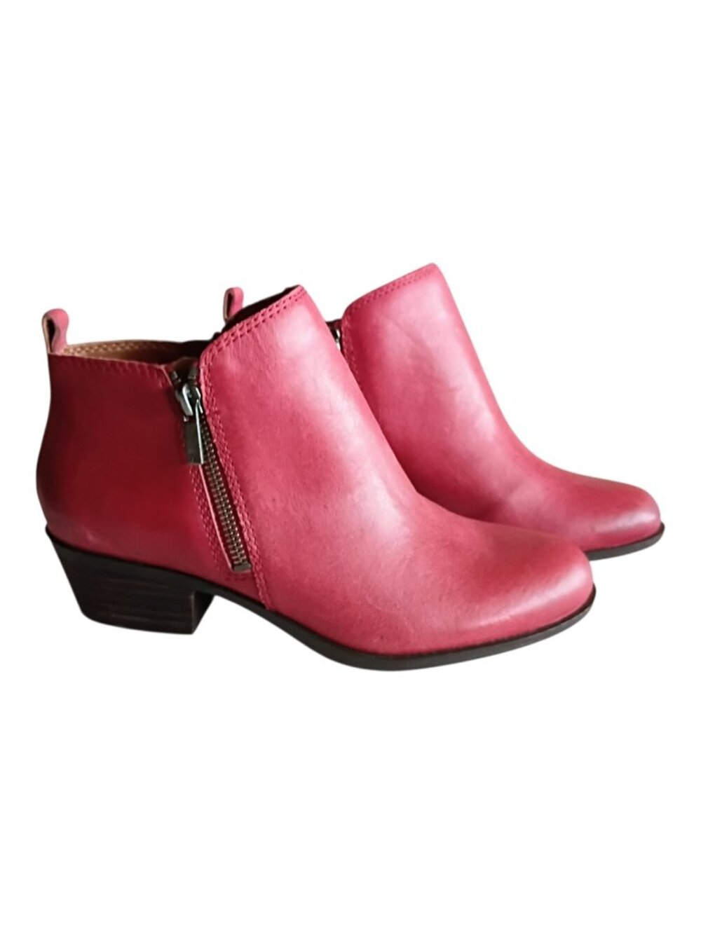 LUCKY BRAND Women's Basel Ankle Boots Red Leather Sz 7M - Picture 4 of 12